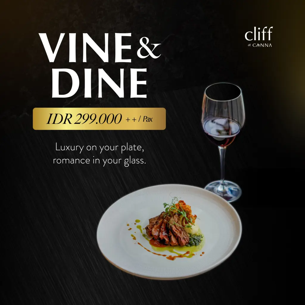 Elegant cliffside dining with wine pairing at Canna Bali
