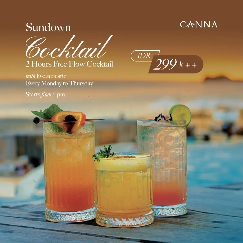 Cocktail 2 hour free flow at Canna Bali Beach Club