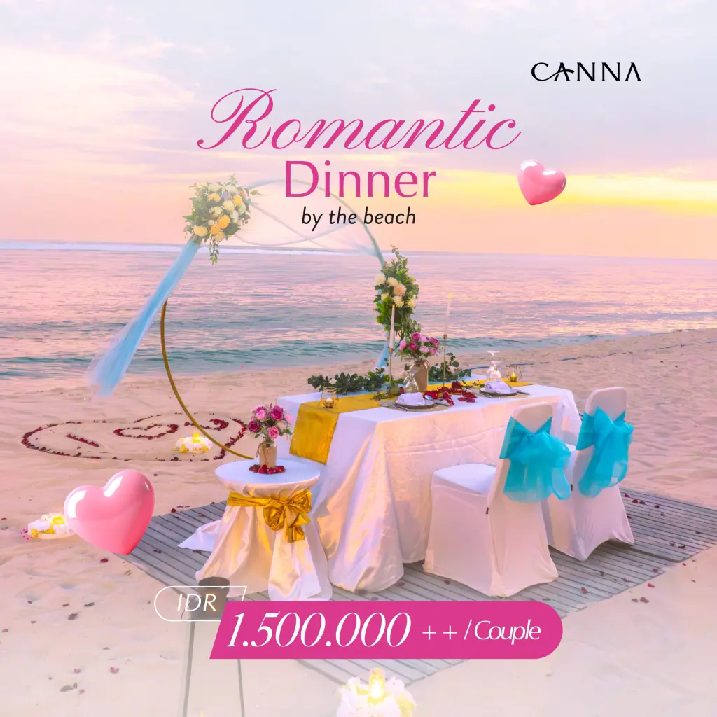 Couple enjoying romantic dinner by the ocean at Canna Bali